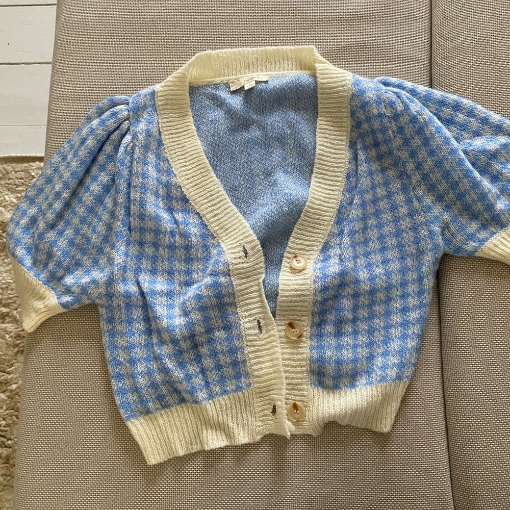 Small Boutique Checkered Blue Sweater